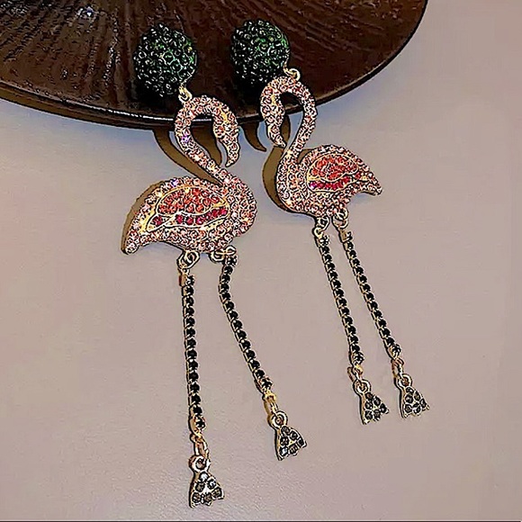 Flamingo Crystal Zircon Earrings - Picture 4 of 5